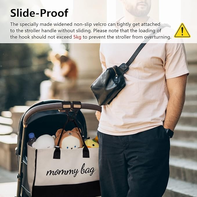 TOPDesign Universal Baby Stroller Organizer, Stroller Caddy with Heightened Insulated Cup Holders & Non-Slip Secure Hooks Accessories, Fits Most Strollers, Machine Washable (Black)