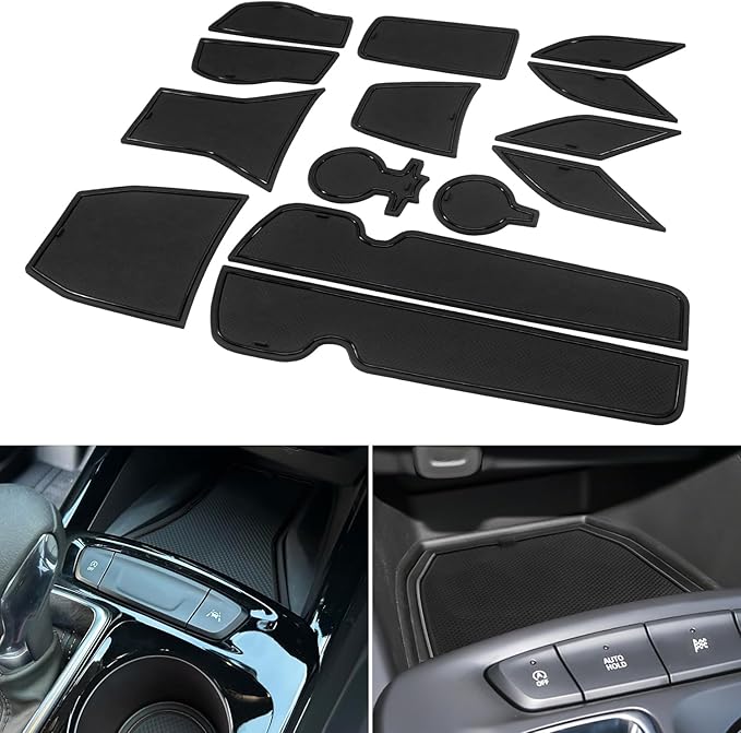 for 2024 2025 2026 Chevy Trax Accessories - for 2024 2025 2026 Chevrolet Trax (LS,1RS,LT,2RS,ACTIV) Cup Holder Inserts Door Slot Mat Compartment Center Console Liners (14 Pcs, Black Trim)