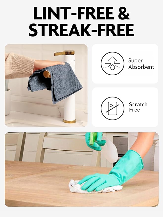 Fantasticlean Microfiber Cleaning Cloth Roll - 150 Pack, Tear Away Microfiber Towels, 12" x 12", Reusable, Washable, Ultra Absorbent Dishcloth for All-Around Cleaning Supplies (White & Dim Grey)