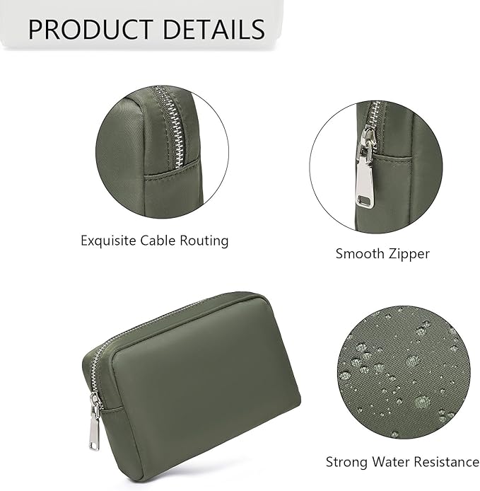 Waterproof Makeup Bag Large Capacity Women's Classic Black Wash Bag Adjustable Partition Wash Bag Brush and Cosmetic Carrying Bag… (Army Green)