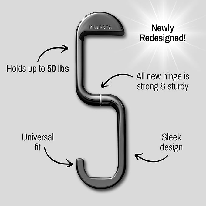 FLIP Bag Hook - Newly Redesigned. Portable Purse Hanger for Table with Magnetic Closure - (Chrome Black)