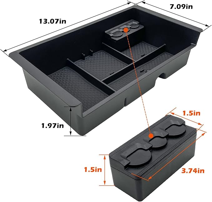Center Console Organizer Tray Compatible with 2014-2018 GMC Sierra Accessories, (2015-2020) Yukon/Chevy Tahoe Silverado Suburban, Armrest Storage Box Replaces 22817343(Black)