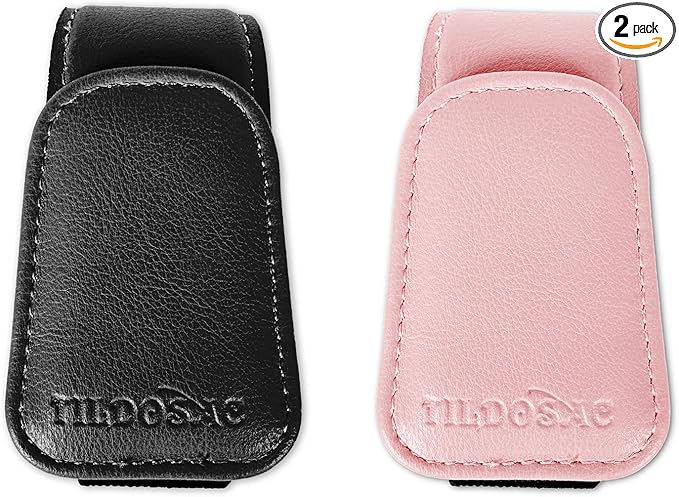 2 Pack Sunglass Holder Organizer Clip for Car Visor (Black Pink)