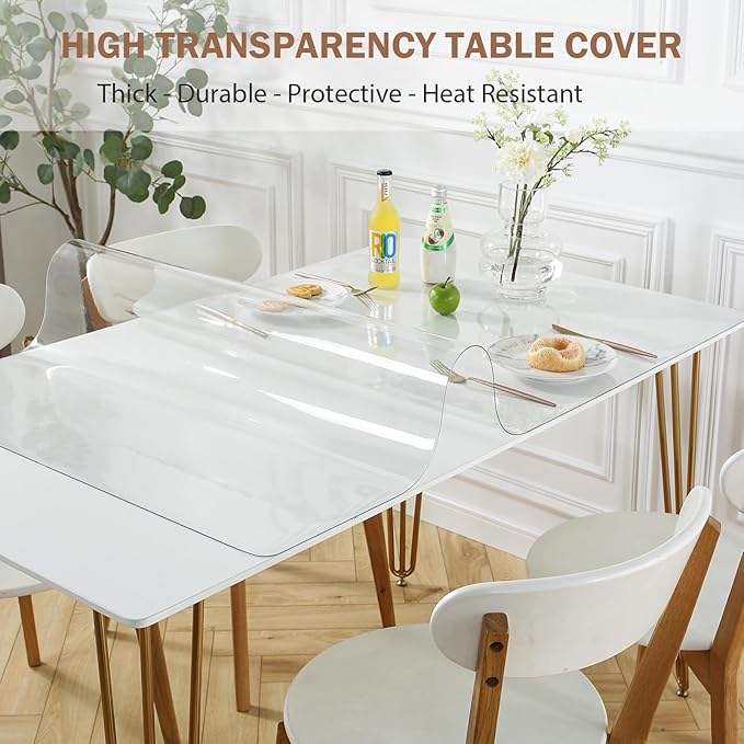 LovePads Clear Desk Mat 18 x 72 Inch, 1.5mm Thick Clear Table Protector, Waterproof Plastic Table Cover Protector, PVC Desk Protector Mat, Vinyl Desk Cover for Desktop, Coffee & Dining Table