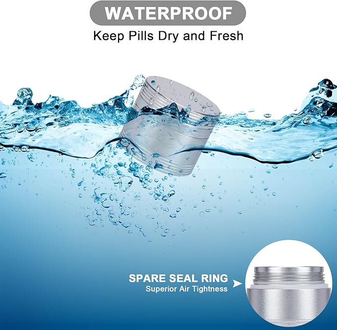 Small Pill Box for Purse Pocket - Metal Pill Case Daily Portable Waterproof Pill Container Medicine Organizer for Pills/Vitamin/Fish Oil/Supplements, Pill Box