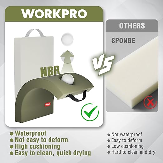 WORKPRO 17" Kneeling Pad with Removable Cover, Soft Pad Cushioning for Knee, Large Foam Kneeler Pad for Gardening, Daily Chores, Workout Supplies, Green