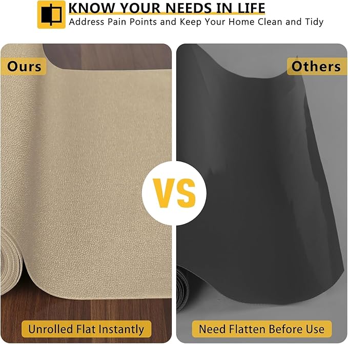 WochiTV Shelf Liner for Cabinets, Drawer Non Adhesive Non Slip Foam Mat for Kitchen, Pantry, Bathroom, Cupboard, Garage, Closet, Shelves, Drawer, Tool Box, Tan 23.6 x 118 inches