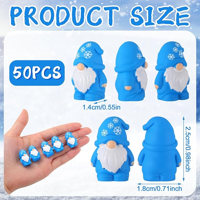 Yaomiao 50 Pcs Winter Snowflake Mini Resin Gnomes Figures Resin Mini Statues Maple Leaves Pumpkin Snowflake Gnomes Table Decor for Winter Fall Christmas Festive Home Kitchen Tiered Tray