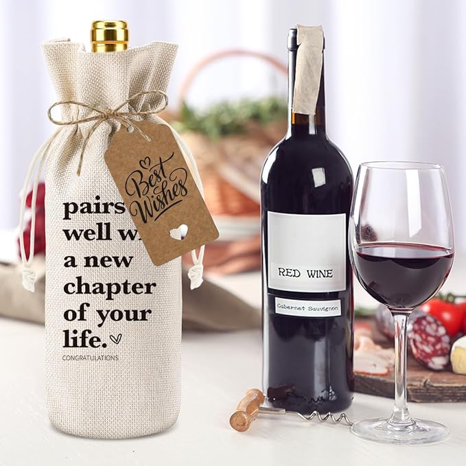 1 Pcs Funny New Chapter Wine Bag New Beginnings Gifts for Women Men Farewell Gifts for Friends Going Away Gifts for Coworkers Women Men Moving Away Gifts for Friends New Teacher Gifts