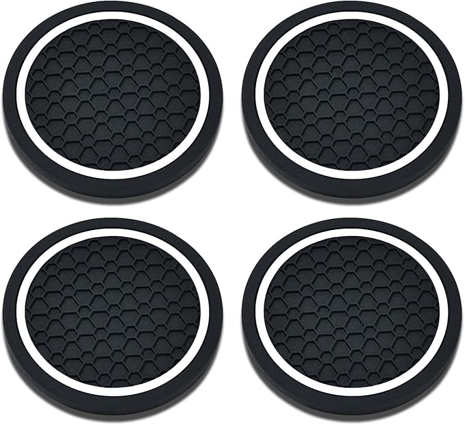 4PCS Car Cup Holder Coasters, 2.75 Inch Non-Slip Insert Cup Holder Pad, Dustproof Automotive Interior Accessories Mat, Universal for Trucks, Vehicles, RVs and More (Black/White)