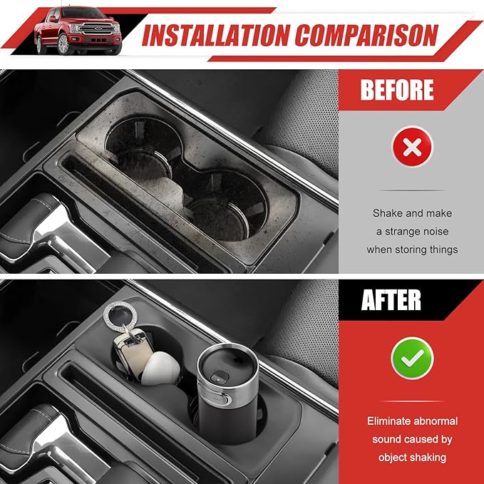 Cup Holder Coaster Insert Fit for 2021-2025 Ford F150 Center Console Cup Holder Inserts Cupholder Mat Pad Cupholder Liner for 2024 2025 Ford F150 Interior Accessories(for F150)