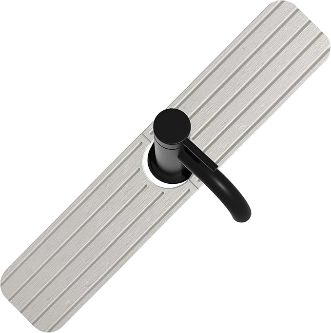 20inch x 4inch Kitchen Sink Faucet Mat, Water Absorbing Stone Faucet Splash Guard for Bathroom Counter, Quick Drying Diatomite Tray for Kitchen Sink, Light Gray