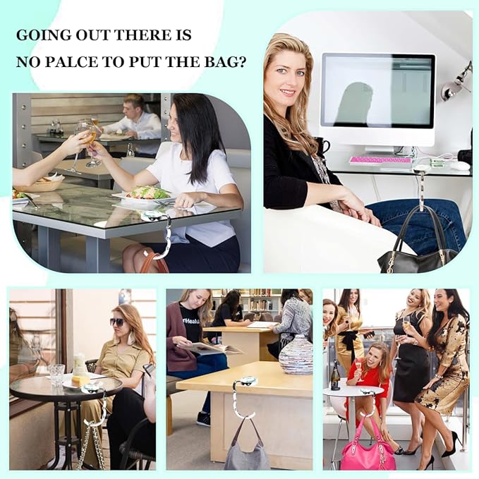 XSUIOY 3Pcs Personalized Initial Foldable Purse Hook for Table,Crushed Flower Letters Folding Purse Hanger,Purse Holder Handbag Hanger Collection Desk Table Bag Hooks Gifts for Women Bag(Green-M)