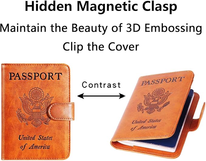 Airtag Passport Holder Cover Wallet RFID Blocking Leather Case Travel Essentials Luggage Accessories Travel Must Have(118#Claybank)