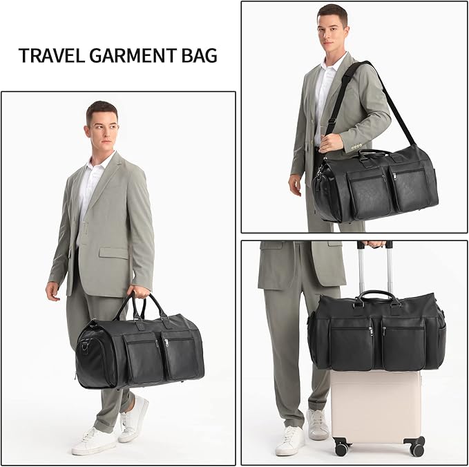 seyfocnia Convertible Travel Garment Bag, Carry-on Garment Duffel Bag for Men Women - 2-in-1 Hanging Suitcase Suit Business Travel Bag