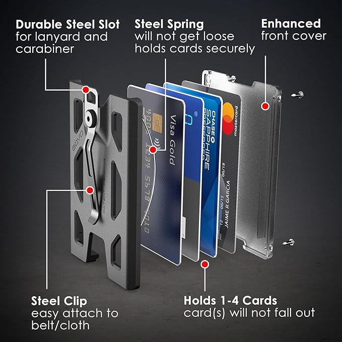 GOVO T4 Badge Holder/Wallet - Durable Polycarbonate ID/Credit Holder with Metal Clip and 4 Cards Slot (Holds 1 to 4 Cards) (Blue)