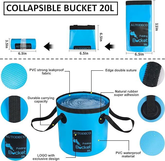 22Pcs Car Wash Cleaning Tools Kit Car Detailing Set with Blue Canvas Bag Collapsible Bucket Wash Mitt Sponge Towels Tire Brush Window Scraper Duster Complete Interior Car Care Kit