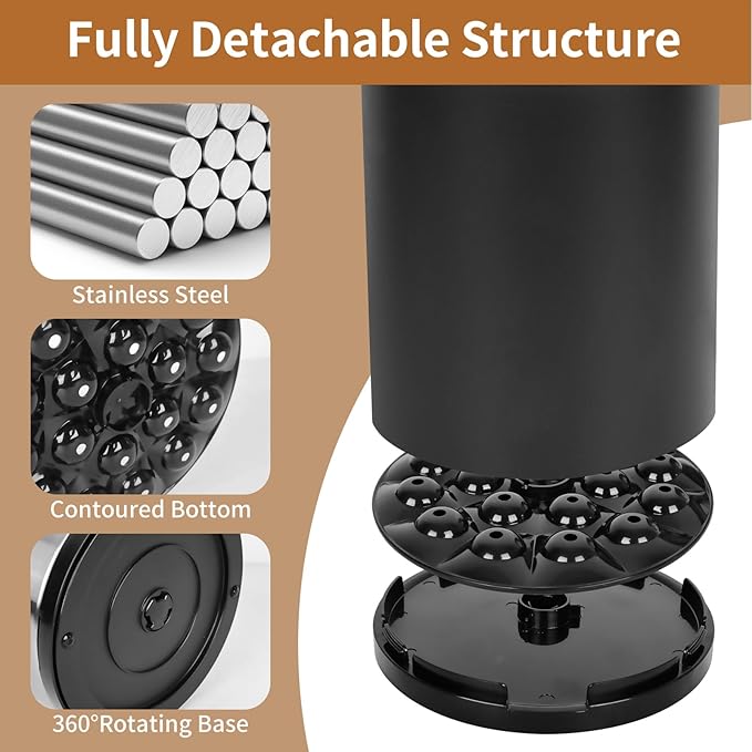 Extra Large Kitchen Utensil Holder, 360° Rotating Stainless Steel Cooking Utensil Holder for Countertop, 3 Compartment Flatware Organizer & Cooking Caddy with Removable Base（Black）