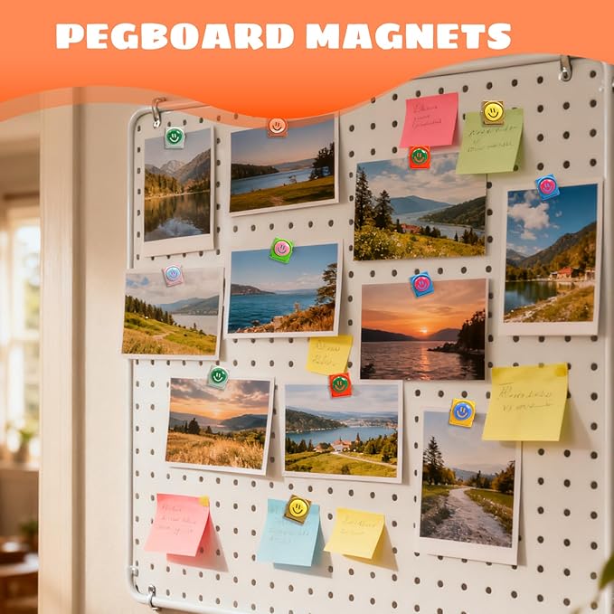 8Pcs Colorful Magnetic Clips – Palette Happy Face Fridge Magnets Set for Artwork Display, Whiteboard, Locker & Family Organization