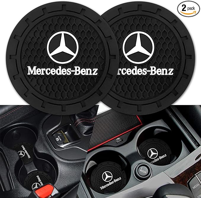 Car Cup Holder Coaster for Mercedes Benz Recessed Silicone Cupholder Coaster Interior Accessories 2.75in 2Pack Black