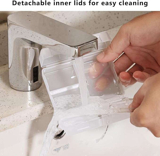 FYY Daily Pill Organizer, 7 Compartments Portable Pill Case Travel Pill Organizer,[Folding Design] Pill Box for Purse Pocket to Hold Vitamins,Cod Liver Oil,Supplements and Medication-Clear