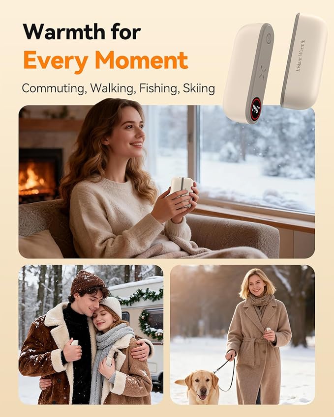 2 in 1 Hand Warmers Rechargeable, Magnetic Electric Hand Warmer 8000mAh USB-C, 3 Heat Levels up to 140°F, Quick Heating Portable Hand Warmers, Gifts