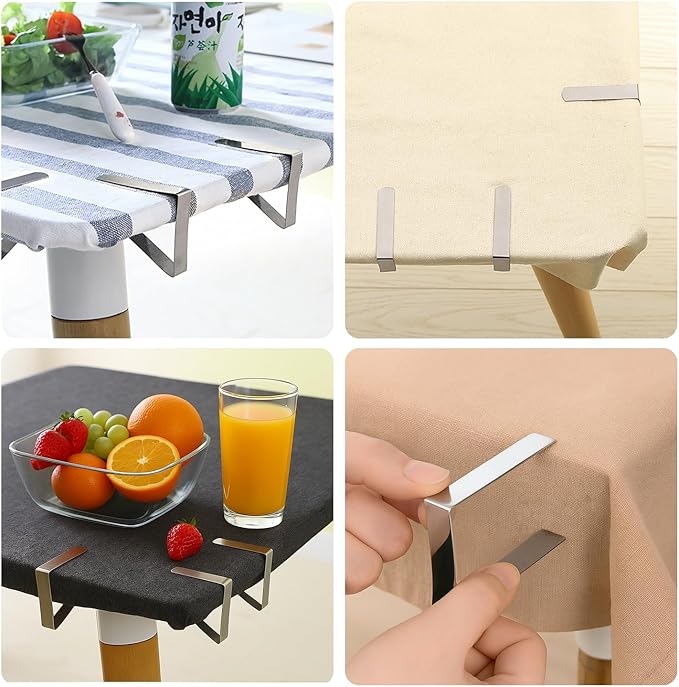 18 Pack Tablecloth Clips - Stainless Steel Table Cloth Holder Clips, Metal Table Cloth Holding Clip for Picnics, Dinner Parties, and Camping.