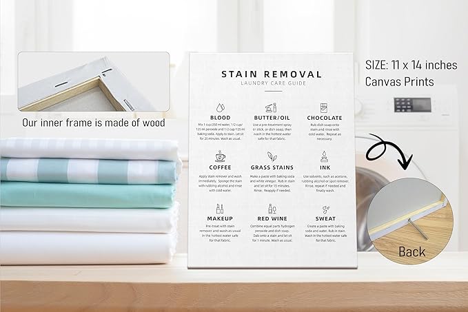 BIWSHA Laundry Room Decor, Laundry Room Sign Wall Art, Laundry Symbols Wall Decor, Laundry Symbols Wall Art Signs for Home Drom Laundromats, 11x14 Inch White