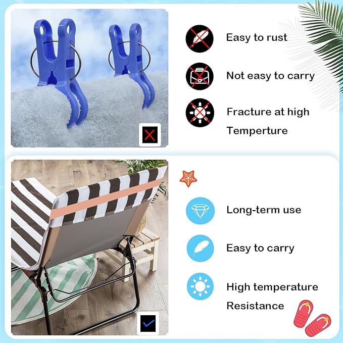 Towel Bands (6 Pack) - Stretch Beach Towel Clips for Beach Cruise Pool Chairs, Lounge Towel Holder Elastic, Cruise Ship Essentials (Green & Orange & Gray)