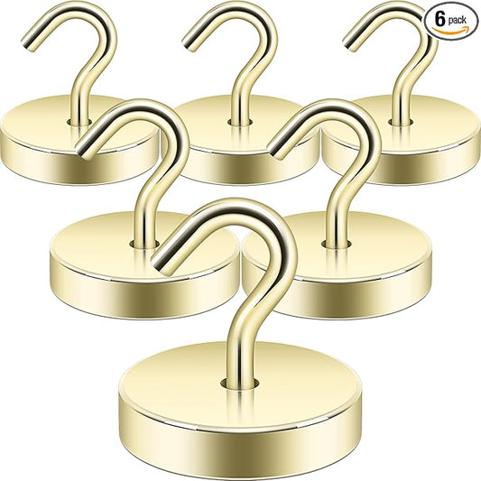 Neosmuk Magnetic Hooks, Cruise Ship Essentials, 100lb+ Heavy Duty Magnetic Hooks for Cruise Cabins, Refrigerator, Grill, Hanging, and Travel | Extra Strong Must-Have Magnet Hook, Gold