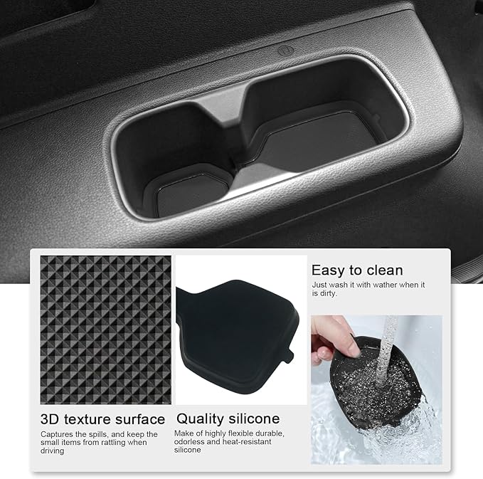 Cup Holder Coaster for Kia Telluride Accessories 2020 2021 2022 2023 2024 2025 Silicone Cup Holder Insert Mat Non-Slip Center Console Pad Car Interior Accessories Decoration (Black Trim,6-pcs kit)
