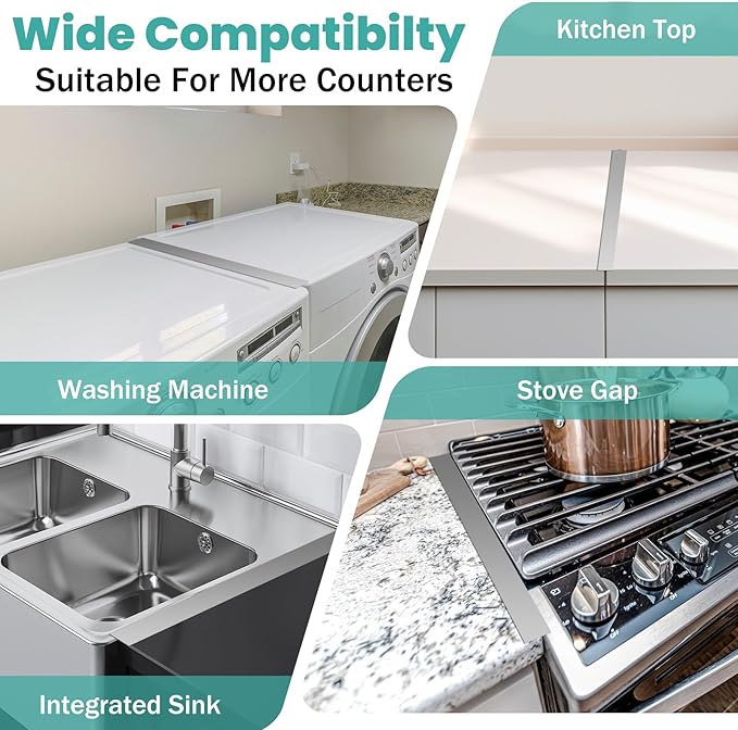 2PCS Stove Gap Covers Stainless Steel Stove Gap Filler,13.8'' to 27.5'' Adjustable Length,Oven Stove Side Gap Guards Between Stove top and Counter for Kitchen,Range Trim Kit,Heat Resistant,Silver