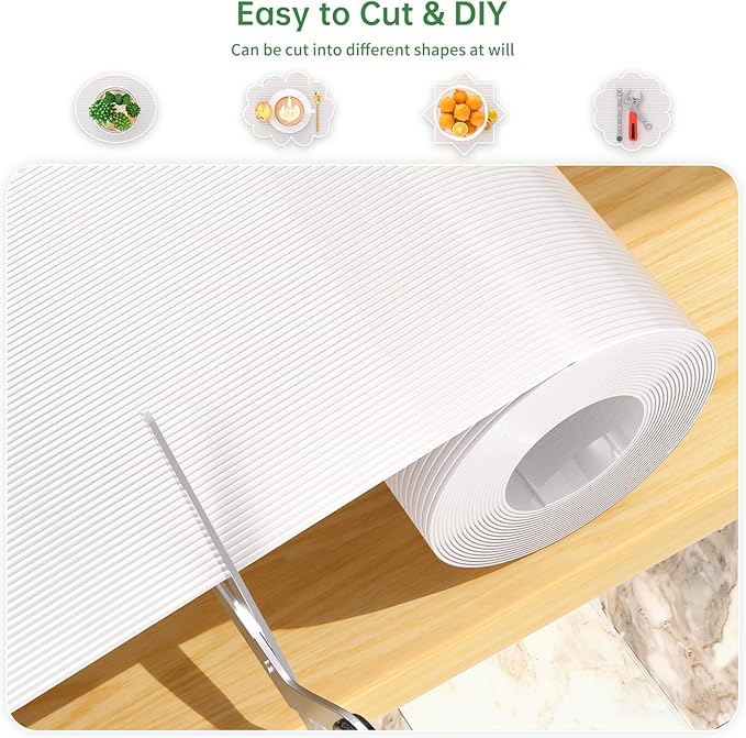 Shelf and Drawer Liner for Kitchen Cabinet, Non-Adhesive 12in x 120in Waterproof Durable Thickened EVA Material Easy-to-Cut Contact Paper Non Slip Mat for Refrigerator, Cupboard, Dresser