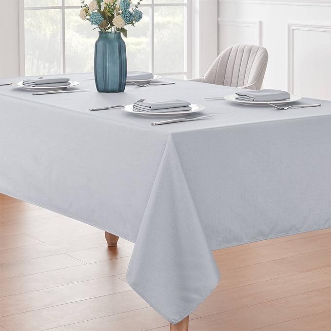 Textured Rectangle Tablecloth 52x70 inch Table Cloth Water Resistant Wrinkle Free Spill-Proof, Decorative Fabric Table Cover Washable for Banquet Parties Event Holiday Dinner, Light Grey