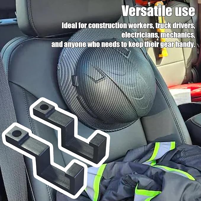 Hard Hat Holder for Truck Seat Bamboo Hard Hat Hook for Seatback, Headrest Hooks for Car, Portable Hard Hat Hanger, Holds Hard Hat and Vest with Ease (2)