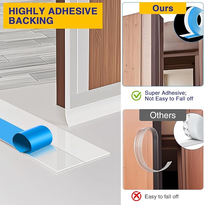 Weather Stripping Extra Thick 2mm Door Draft Stopper 16.4 FT(L) x 2 in(W) Bottom Seal Strip for House and Glass Shower, Windows, Weatherproof Soundproof Silicone Door Sweep for Collision and Gaps