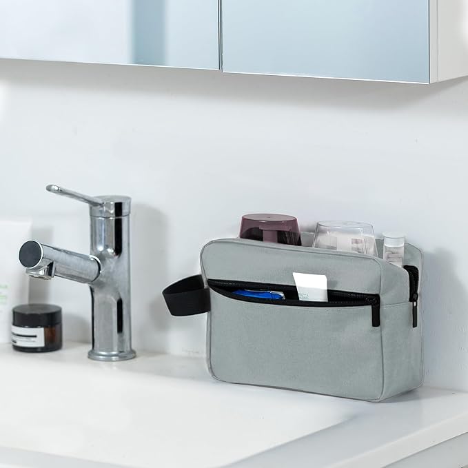 Elviros Travel Toiletry Bag for Women and Men,Lightweight Makeup Bag Hanging Dopp Kit with Shaving Compartment Cosmetic Organizer Small Tool Bag Travel Essentials,Gifts for Men(Dark Grey)