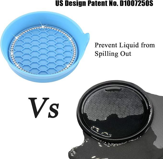 Amooca Car Cup Coaster Universal Non-Slip Cup Holders Bling Crystal Rhinestone Car Interior Accessories 2 Pack Light Blue