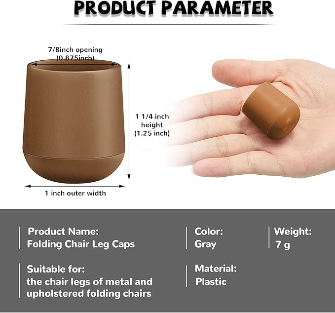 7/8 Inch Folding Chair Leg Caps Heavy-Duty Plastic Chair End Caps Non-marring Furniture Glides Round Hardwood Floor Protectors, Beige (12 Pieces)