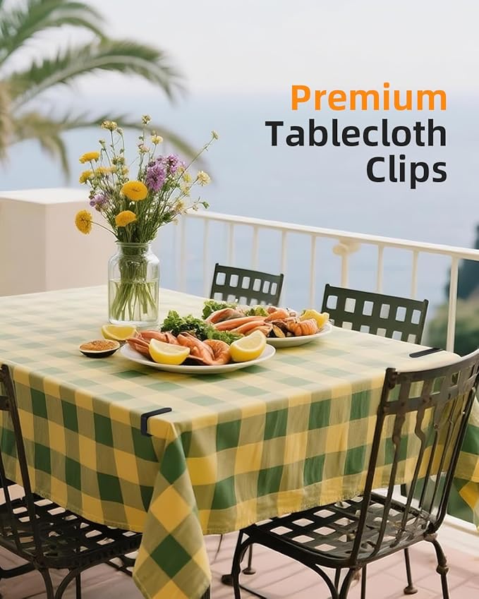 Tablecloth Clips for 2.5'' Thick Tables - 12 Pack Heavy Duty Picnic Table Clips, Stainless Steel Table Cloth Cover Clamps, Black