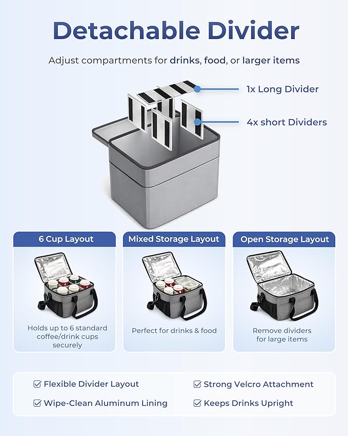 饮料保温包 Portable Drink Carrier Suitable for Doordash Accessories Grubhub Postmates Drivers, Reusable Cup Holder Carrier with Handle,Perfect for Plastic Drink Holder take Out Cup Carriers for delivery