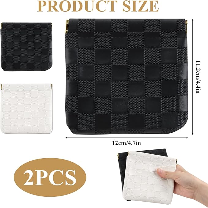 2 Pcs Mini Makeup Bag for Purse, Waterproof Cosmetic Organizer Pouches, Small Purse Organizer for Women Lipstick Makeup Daily use Travel Gym Work Office Business Events Black White Set