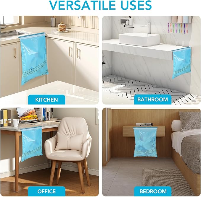 40 Pcs Disposable Car Trash Bag - Large Capacity - Car Garbage Bag Hanging from Headrest - Easy to Stick-On, Leakproof, Smellproof Car Trash Can - Ideal for Travel, Camping, and Home Use (Blue)