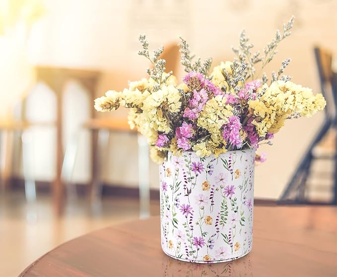 WAVEYU Pen Holder, Makeup Brush Holder Leather Cute Vintage Flowers Pattern Pencil Cup for Girls Kids Women Durable Stand Desk Organizer Storage Gift for Office, Classroom, Home, Cute Flower