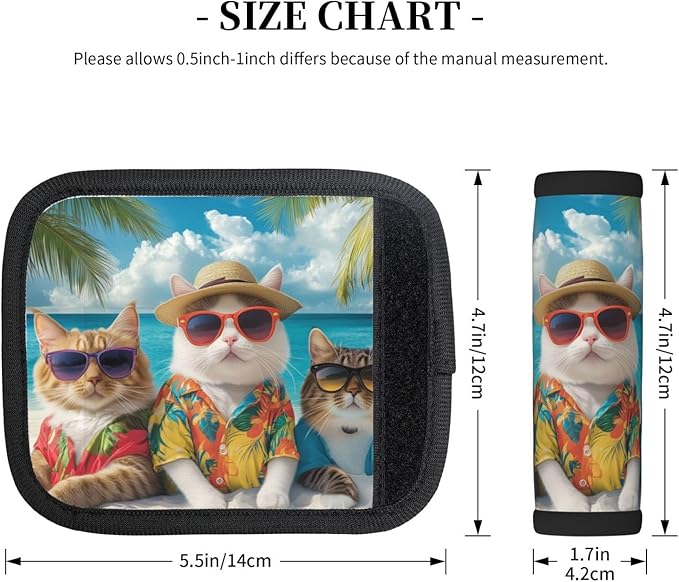 Cute Cats Beach Sunglasses Luggage Handles Wrap Grips for Suitcases Travel Accessories for Airplane 2pcs