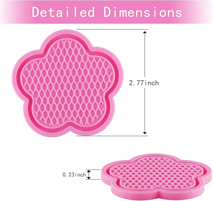 GaRhomxy Car Cup Holder Coaster, Universal Non-Slip Recessed Flower Shaped Cup Holders, Cute Car Accessories Interior for Women and Man Interior Sets 4 Pack (Pink)