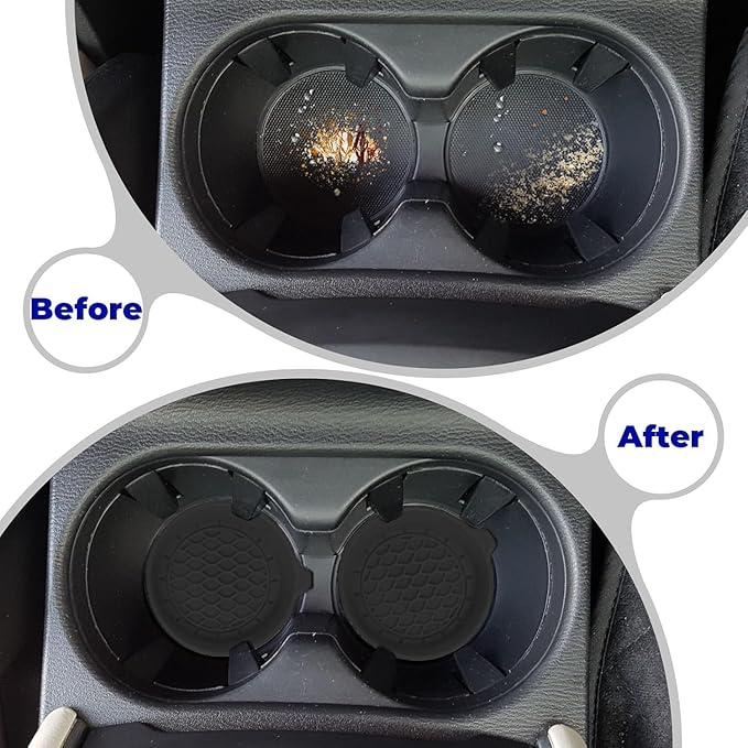 2 PCS Car Cup Coasters, Universal Cup Holder Coaster for Car, Car Accessories Interior for Women and Man, Bling CupHolders Insert for Women Non-Slip Silicone Car Cup Holder Coasters