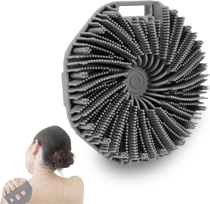 Silicone Body Scrubber – Exfoliating Body Brush for Shower, Soft Silicone Scrub for Men & Women, Shower Scrubber for Skin Care, Body and Face Scrub (Grey)