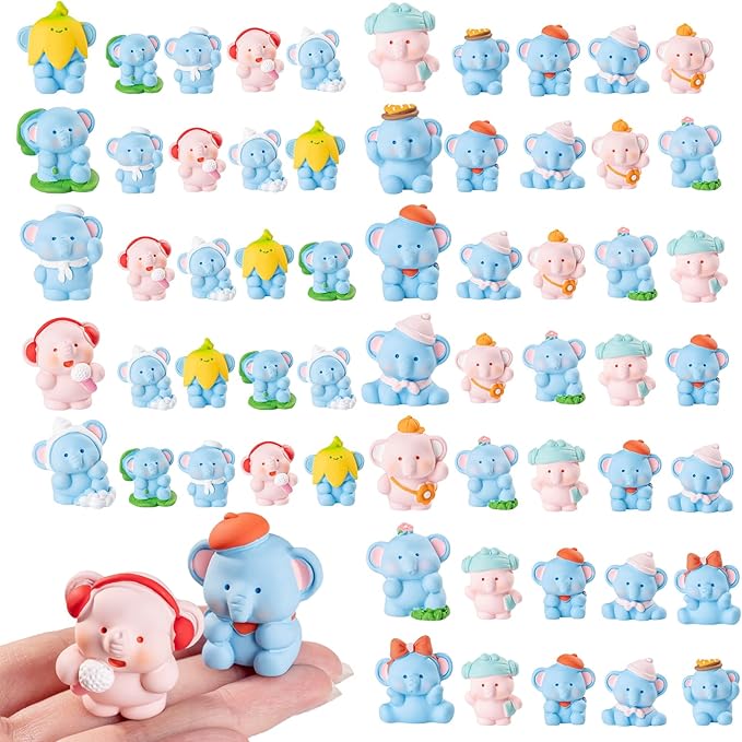 12 Pcs Mini Elephant Figurines - Fairy Garden Decor,Miniature Landscape Ornaments,DIY Craft Projects,Home Decoration Access