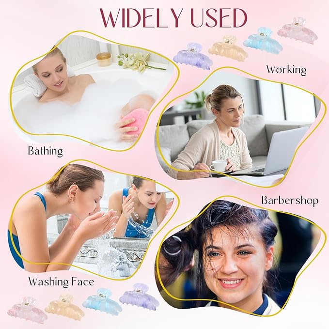 8 Pcs Large Acrylic Hair Claw Clips for Women Non-slip Strong Hold Jaw Clamps for Thick or Thin Hair(Marble,Candy Color)